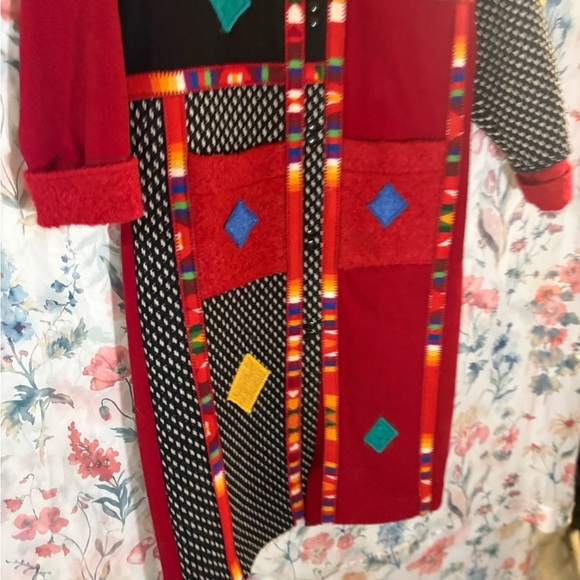 Vintage Coloratura Colorful Patchwork Long Coat - Picture 3 of 12